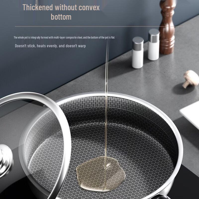 Imported Stainless Steel Non-Stick Frying Pan with Glass Lid