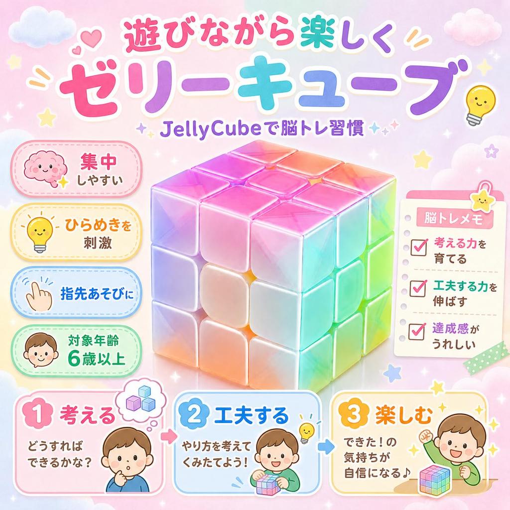 JellyCube 3x3 Magic A and bouncy 3D puzzle for children and Brain and fine motor Perfect for desk school entrance and home Suitable for ages 6 and