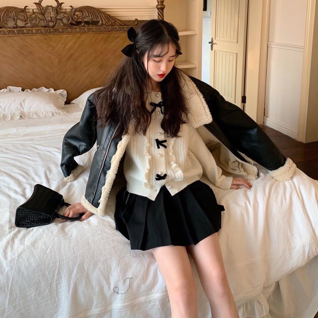 Gentle Wind Bow Knitted Cardigan Women 2022 Spring and Autumn New O Neck Solid Japanese Sweater Cardigan Coat Women