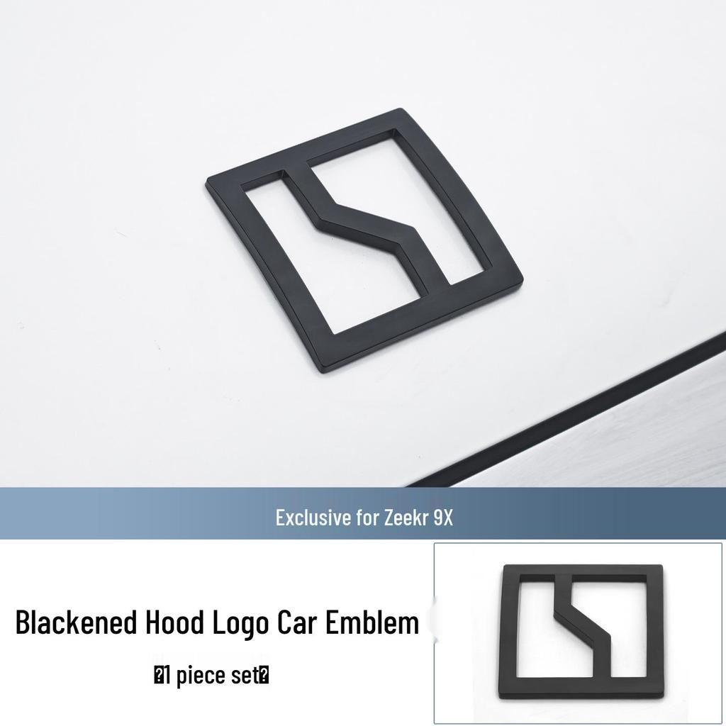 Blackened Zeekr 9X Front/Rear Logo Cover - Metal Protection & Decorative Car Accessory