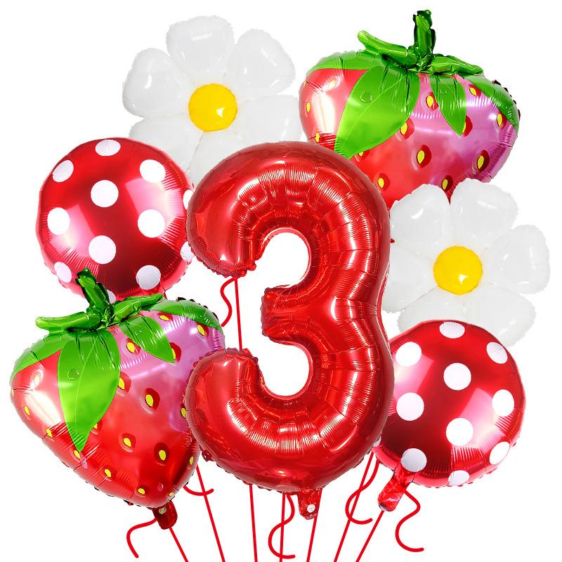 Fruit Series Gradual Change Strawberry Balloon Set Hawaiian Party Decoration Anniversary Decoration Birthday Balloon