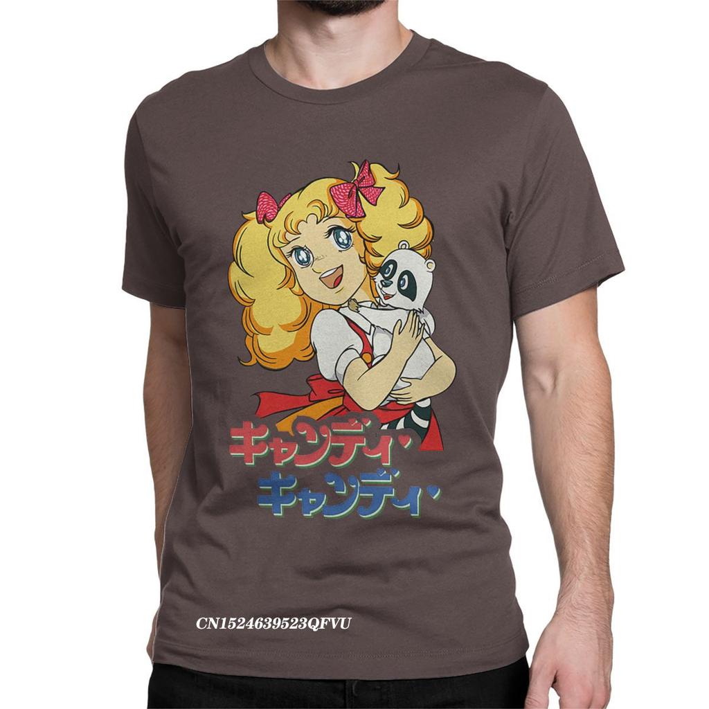 Футболка Funny Candy Candy Anime 80s Kawaii Manga Футболка для мужчин и женщин с круглым вырезом из хлопка Футболка Harajuku Футболка больших размеров Топы