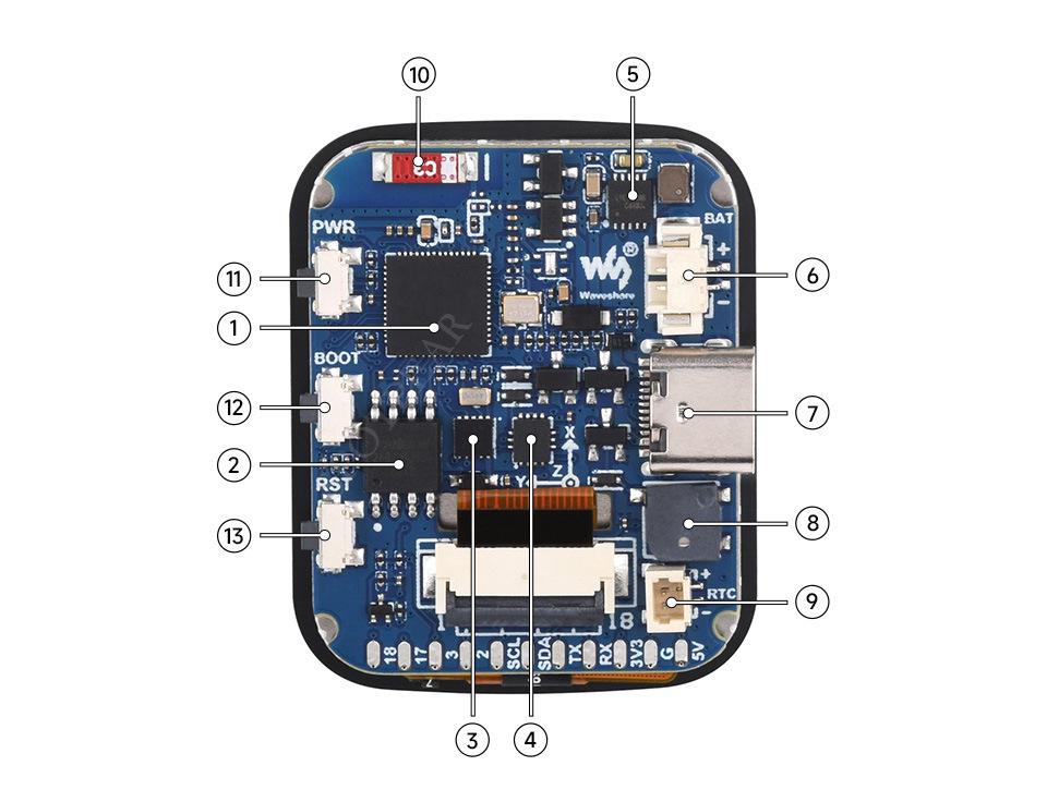 1,69-дюймовый круглый сенсорный ЖК-дисплей с ESP32-S3, WiFi, Bluetooth и гироскопическим датчиком QMI8658