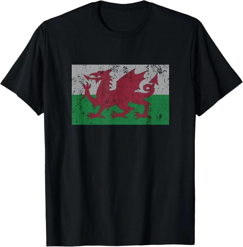 Флаг Уэльса Валлийский Дракон Баннер Cymru Y Ddraig Goch Футболка