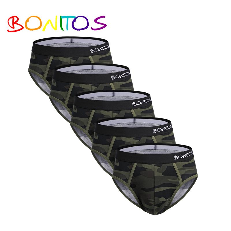 BONITOS 5 шт., сексуальные трусы в полоску, мужские трусы с принтом, нижнее белье для мужчин, хлопковые мужские трусы