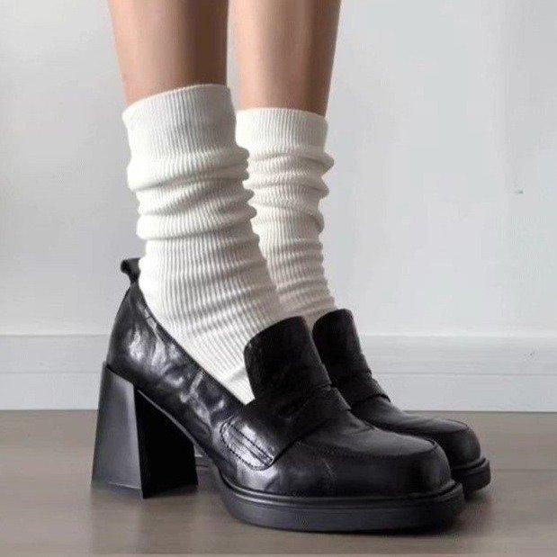 Туфли из натуральной кожи на толстом каблуке в британском стиле, женские французские мокасины в стиле ретро, 2025, новые повседневные универсальные туфли jk single для женщин