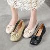 Fashionable Single Shoes for Women with Genuine Leather Bows 24 Summer New Style Light Mouth Round Head One Foot Low Heel Versatile Large
