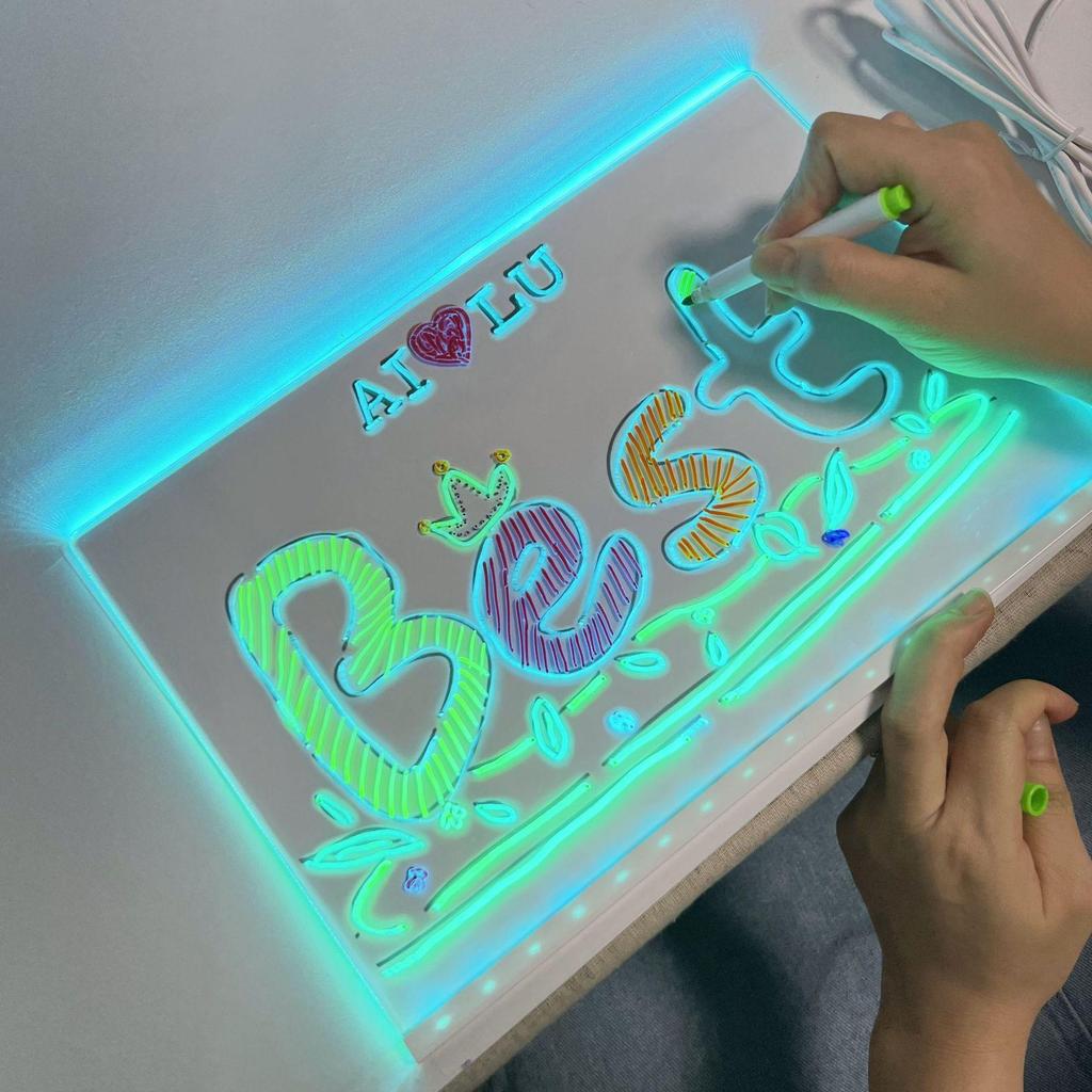 Colorful LED Light-Up Acrylic Drawing & Message Board for Kids
