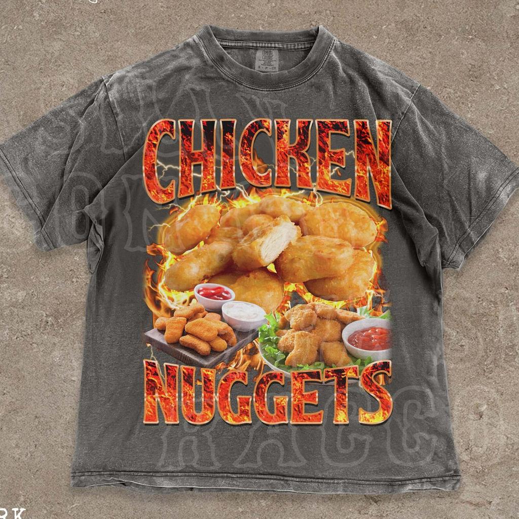Chicken Nuggets Vintage 90s Bootleg Graphic T-shirt for Men Women Foodie Gift
