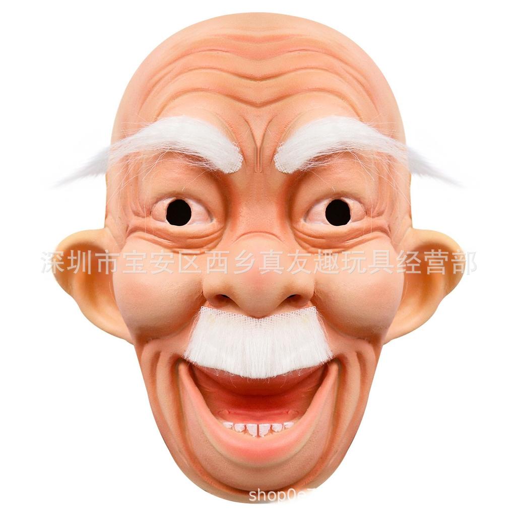Old Man William Headgear, Old Lady Headgear, Wig, Elderly Mask, Halloween Imitation Human Latex Mask