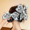 Fashion Double Sided Hair Claw Vintage Shark Clip New Print Large Bow Hair Claw Clip