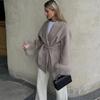 Woolen Short Coat Loose Lapel Long Sleeve Jacket Autumn Winter Chic Cardigan