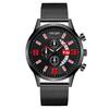 Fashion Three-eye Calendar Digital Men's Watch Men's Watch Milan Quartz Watch with Mesh Belt