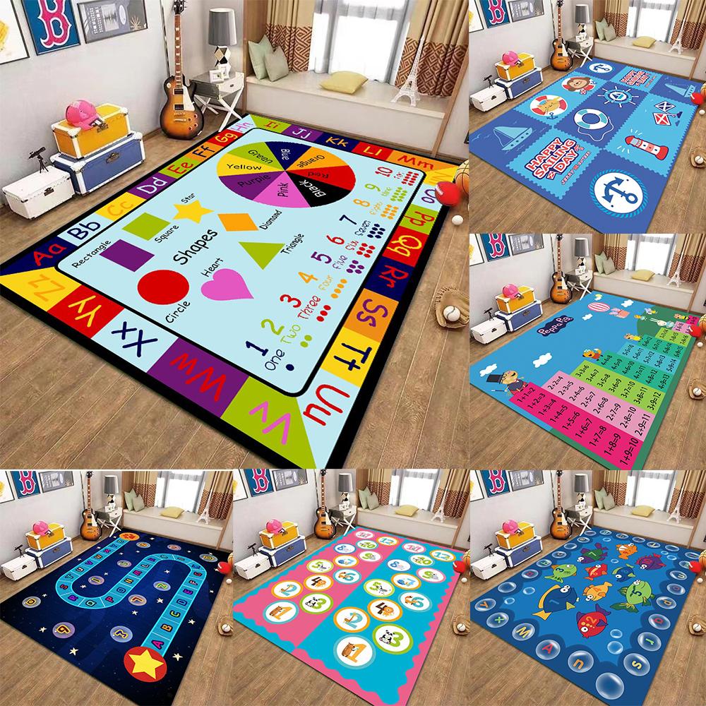 Cute Cartoon Educational Pattern Carpet Non Slip Soft Rug For Kids Room Playroom Living Room Bedroom Home Decor Children Use