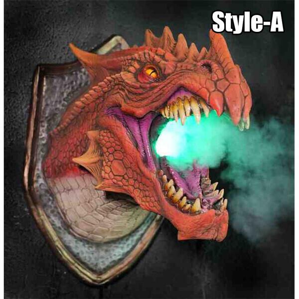 Sprayer LED Dragon Head Hanging Lamp Lantern Wall Lamp Resin Dinosaur Crafts Halloween Decoration Pendent Lamp