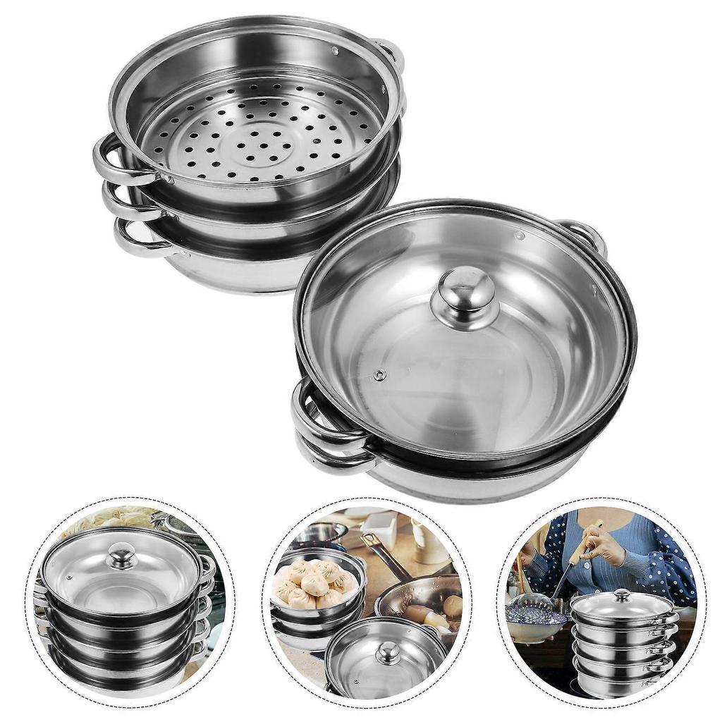 Stainless Steel Steamer Multifunctional Stockpot Practical Soup Pot Silver (5 Layers)