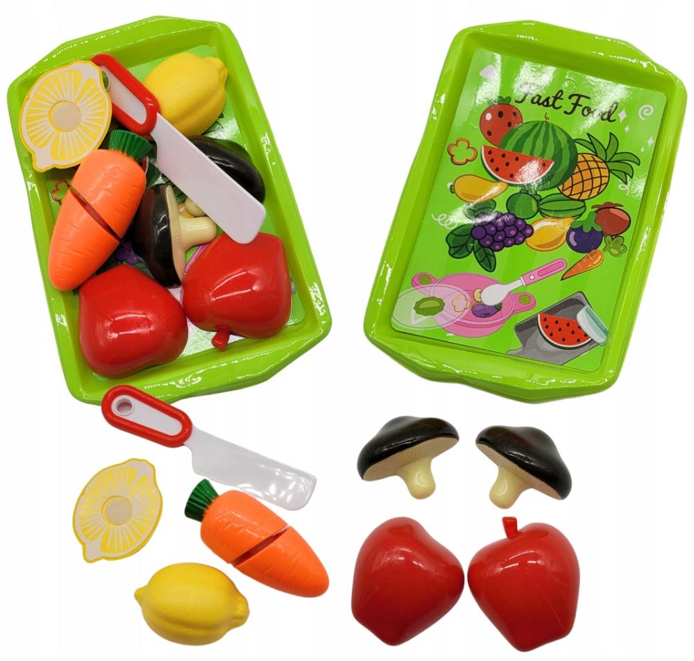Set for children VEGETABLES and FRUIT for cutting with Velcro toy TRAY KNIFE