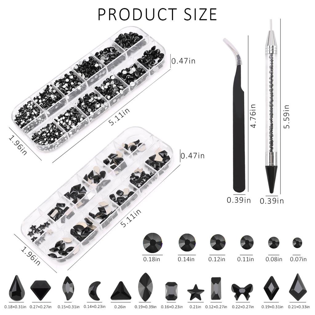 Amazon 12-Grid Nail Art Набор бриллиантов особой формы, Love Horse Eye Плоское дно Бриллиант особой формы Diy Nail Art Украшение