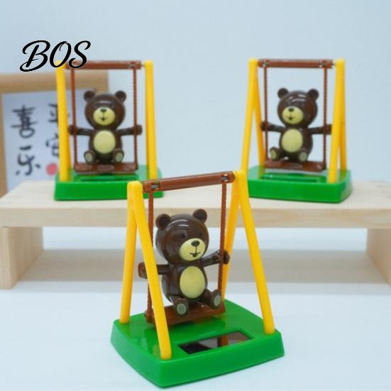 Solar Car Ornament Swinging Bear Decoration, Nodding Dashboard with Hanging Monkey Accessory Swing, Swing Toy for Office Desk Driving Fatigue Relief
