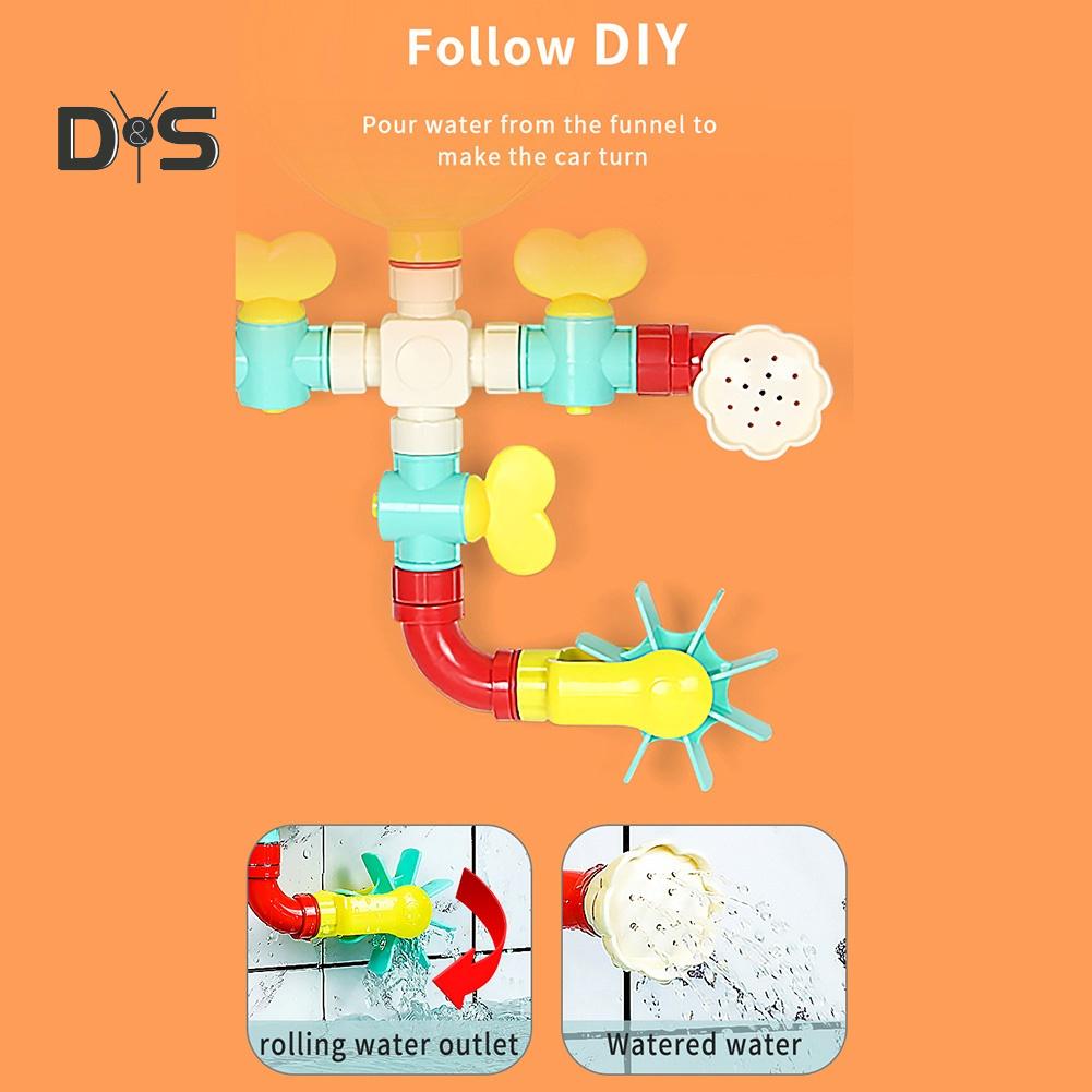Играйте с собой DIY Сборка водопроводной трубы Водяное колесо Распыление Ванна Игрушка Душевая ванна