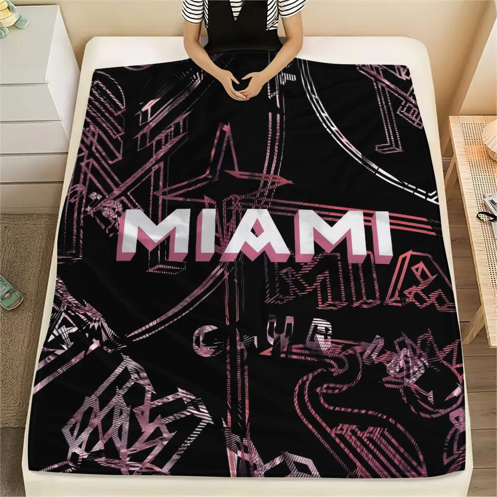 Miami CF pattern Flannel Blanket, High quality Comfortable for All Seasons, Home Decor, Warmth and Comfort, Perfect for Gifts.
