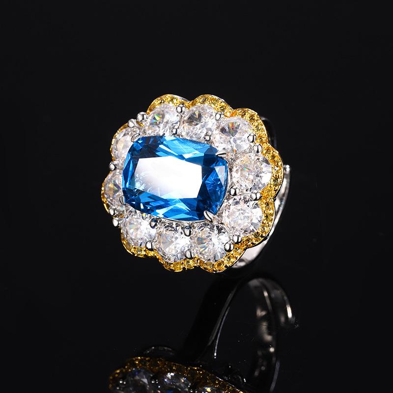 Ювелирные изделия Медное основание Позолоченная Имитация Синей Шпинели Высококлассный Ретро Костюм Женский 10 * 14-8 * 10