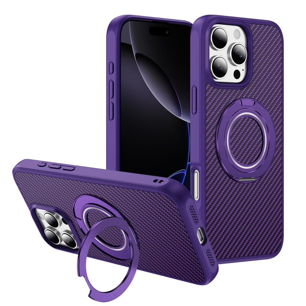 Applicable To Apple 17 Mobile Phone Case Niche High-end Carbon Fiber Grain Kevlar Texture Magnetic Suction Iphone16 15 Fulcrum Shell