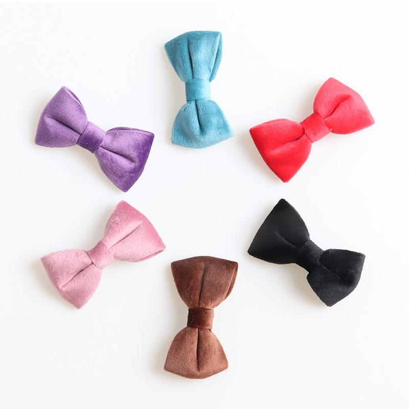 Velvet Cat Collar Bowknot Adjustable Safety Buckle Gatos Bow Tie Cat Accessories Collar for Cats with Bell Solid Color