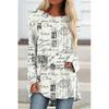 Women's T Shirt Tee Tunic Black White Yellow Graphic Floral Print Long Sleeve Casual Weekend Tunic Vintage Round Neck Long Regular Painting