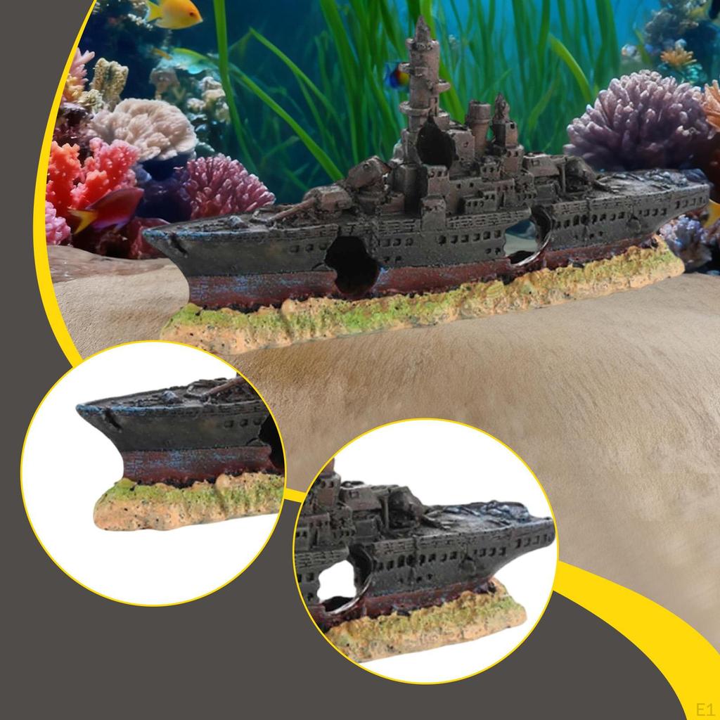 Aquarium Shipwreck Decoration Fish Tank Ornament Background Favors Micro Landscape Home Resin