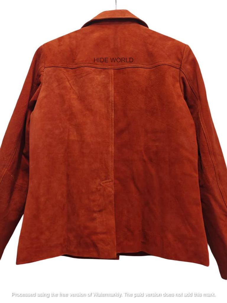 Блейзер Стильный формальный дизайнерский коричневый пиджак из чистой кожи и замши для женщин, ручная работа