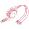 3 In 1 Cable Retractable Data For Lightning Type C Micro USB Fast Charging Cable For iPhone 16 15 14 13 Charger Android Phones
