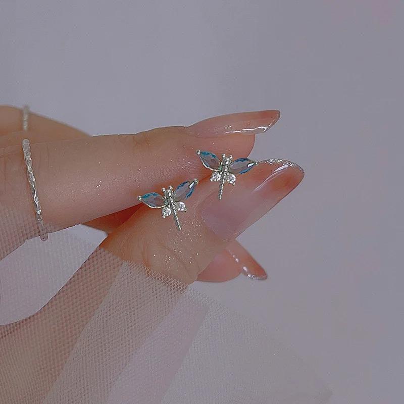 Insect Stud Earrings for Women Zircon Dragonfly Earrings Small Exquisite Design Jewelry Female Simple Accessories Girls Gift Butterfly Stud Earrings
