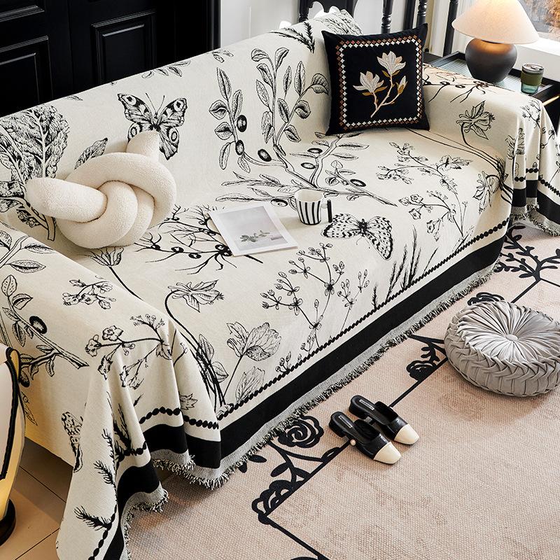 Retro French Sofa Towel Cover Cloth Full Covered Chenille Four Seasons Universal Light Luxury High Sense Sofa Cushion Cover