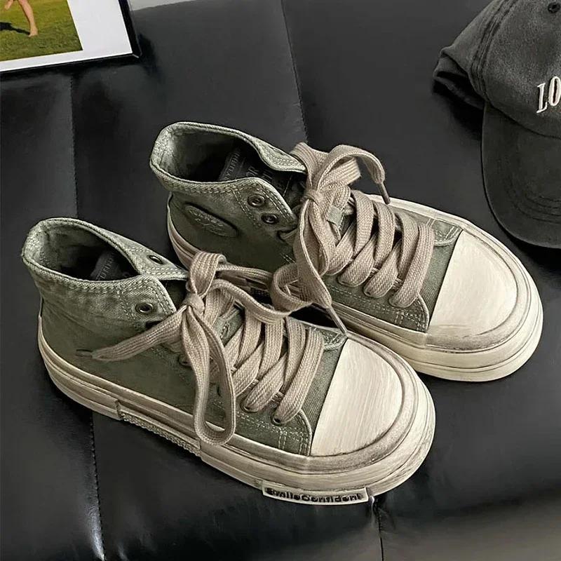 Кроссовки из парусины на платформе, плоские туфли, женская спортивная обувь, повседневная женская обувь 2024 года, трендовая осенняя дизайнерская обувь для ходьбы на шнуровке, новинка Mujer Zapatos