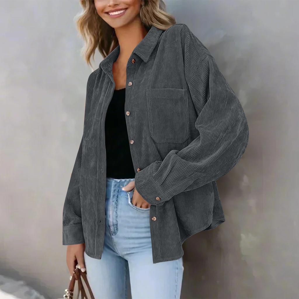 Женская повседневная однотонная свободная куртка с лацканами на пуговицах больших размеров
