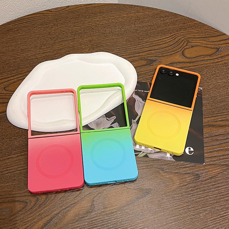 Macaron Color Collision Magnetic Charging Phone Case For Samsung Galaxy Z Flip 7 6 5 4 3 Z Flip7 flip 7 FE Shockproof Soft Cover