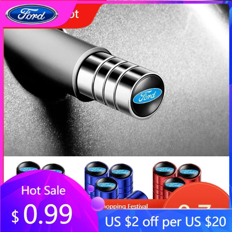 Car Sticker Hot For Ford 4pcs Alloy Auto Wheel Tire Valve Cap For Ford Focus Kuga Fiesta Ecosport Mondeo Escape Explorer Edge Mu