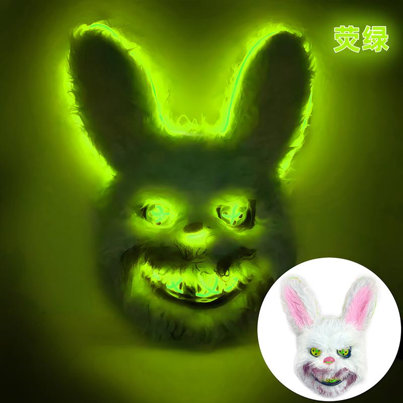 Halloween Luminous Animal Mask Horror Bloody Rabbit Bear Decoration Prop Simulation Fur Mask Role Playing Costume Party Decorati