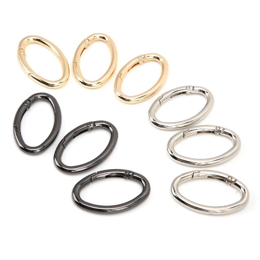 9Pcs Spring Ring Buckle 0?Shaped Oval Open Bag Chain Hardware DIY Accessories 3 ColorsM