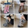 Пушистые гетры с леопардовым принтом Y2K Длинные чулки Модные зимние гетры Уличная одежда