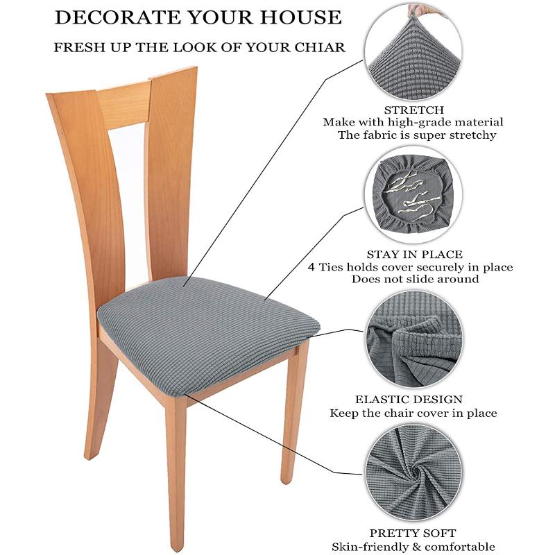Жаккардовые чехлы на сиденья стульев из спандекса для столовой, съемные моющиеся эластичные чехлы для подушек для мягкого обеденного стула