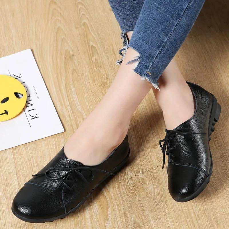 Новые туфли на плоской подошве из натуральной кожи, женские туфли-оксфорды с мягкой подошвой, белые мокасины Sapato Feminino, повседневные женские туфли на плоской подошве 2019 г.