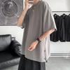 Short Large Loose Summer Gray 3XL [Hiboss] Men's T-shirt, Sleeve, Size, Plain, 5/8 Sleeve, Stylish, Fit, Clothes, Men's,