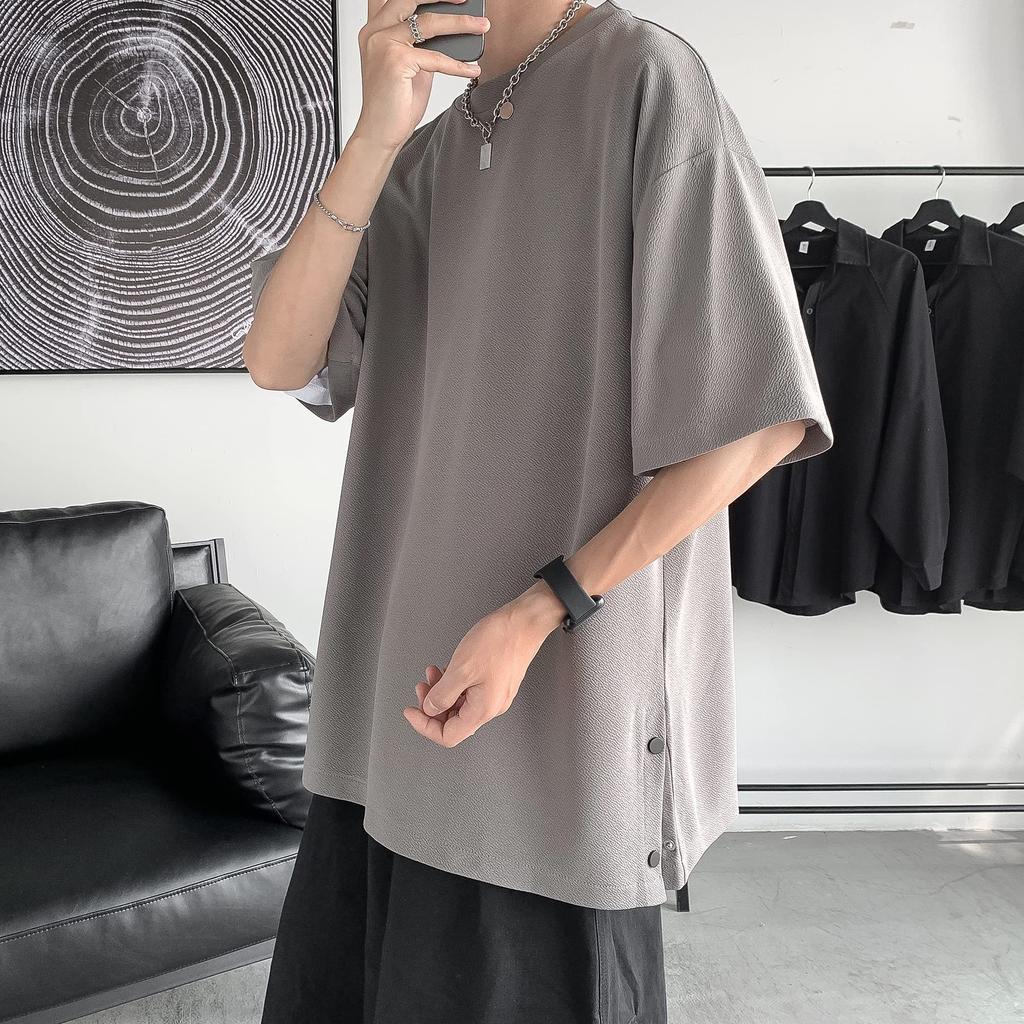 Short Large Loose Summer Gray 3XL [Hiboss] Men's T-shirt, Sleeve, Size, Plain, 5/8 Sleeve, Stylish, Fit, Clothes, Men's,