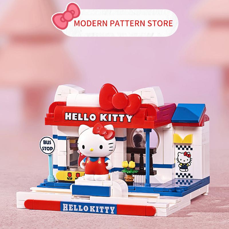 Нетоксичные конструкторы Sanrio в собранном виде Hello Kitty Kuromi Cinnamoroll My Melody Модели Строительные Блоки Игрушка Украшение Детские Праздничные Подарки
