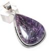 Natural Russian Charoite Gemstone 925 Sterling Silver Jewelry Pendant 2.21" S1o87