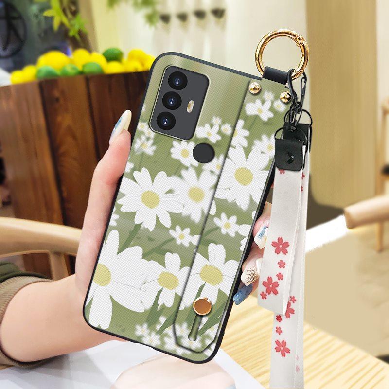 Ring Wrist Strap Phone Case For TCL 30SE/30E/306/305/Sharp Aquos V6/V6 Plus Fashion Design Wristband Waterproof Silicone