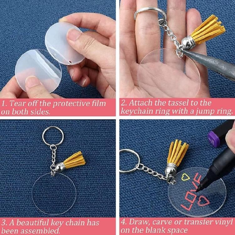 Прозрачный пластиковый брелок-подвеска круглой формы, заготовка для DIY-проектов, поделок