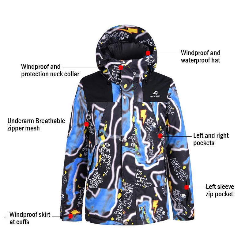Мужская лыжная куртка, зимняя дышащая теплая спортивная зимняя куртка, мужская водонепроницаемая ветрозащитная куртка для катания на лыжах и сноуборде